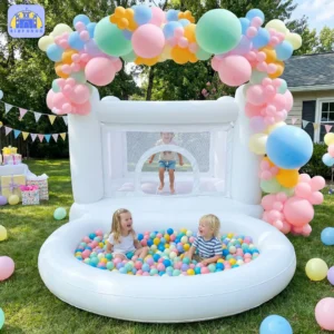 Kids White, Ball Pit, Party Bounce House, with pump
