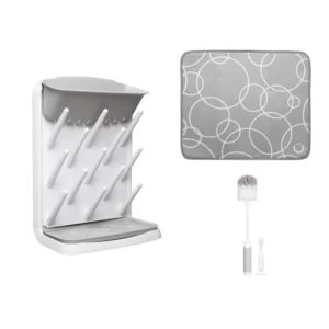 Bottle Drying Rack, Brush & Microfiber Drying Mat Set