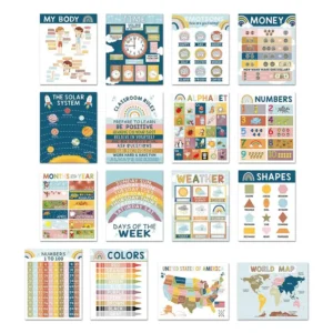 16X Wall Posters Preschool Learning, Home School Teaching Tool