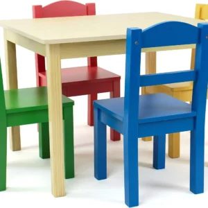 Kids Wooden Table and 4 Chairs Set