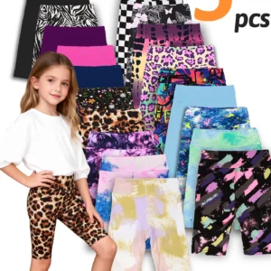 Random 5pcs girls soft stretchy biker shorts,