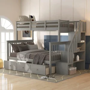 Twin Over Full Bunk Bed with Stairs