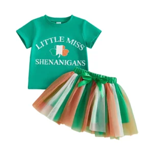 St Patrick s Day Green Tulle Skirt Set