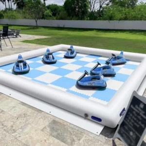 Inflatable Bumper Car Racing Track with Pump,  White 9.9x9.9FT Indoor /Outdoor