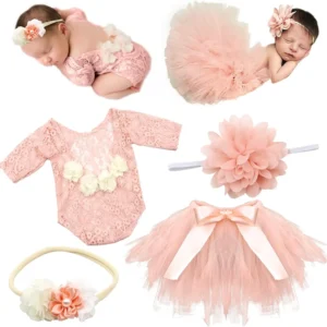 4-Piece Newborn Photo set for Baby Girls