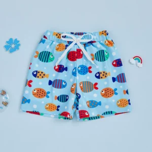 Boys Swim Trunks Quick Dry Elastic Waist Shark Print
