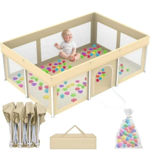 Playpen  50×71 Collapsible  with 100 Ball Pit Balls Portable Indoor Outdoor Play yard