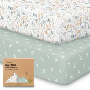 2-Pack Bamboo Viscose Fitted Crib Sheets for Standard Baby Beds