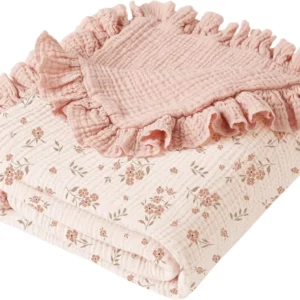 Muslin Baby Blanket, for Infant Toddler, Soft Lightweight 40x36 Blossom