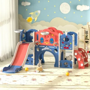 9-in-1 Castle Playground Playhouse, Indoor Outdoor Playset,