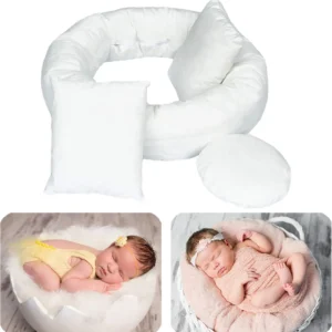 Newborn Photography Props Set: 4-Piece Baby Posing Pillows for 0-3 Months, White
