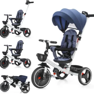 Baby Stroller Tricycle  5-in-1, Adjustable Canopy, Sitting and Lying