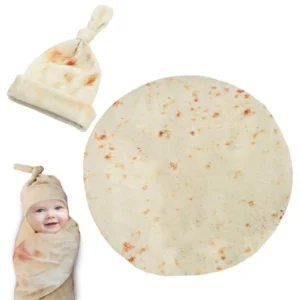 Baby Burrito Swaddle Blanket, Flannel Wrap with Hat