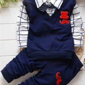 Baby boys spring autumn fashion leisure bearded fake two-piece coat boys' Pants Sets