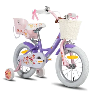 Girls Bike for 2-9 Years, 12-18 Inch with Training Wheels, Streamers, Basket, Doll Seat