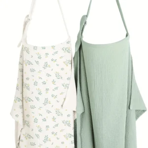 2-Pack Nursing Covers for Breastfeeding Moms, 100% Cotton Muslin