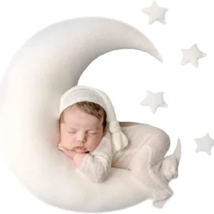 Baby Moon Star Photography Pillow Newborn Posing Prop for Infant Shoots (White)