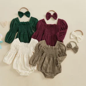 Baby Girls Spring Romper with Headband